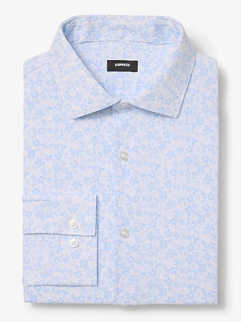 Express Men's Slim Mini Floral Modern Tech Spread Collar 1Mx Dress Shirt